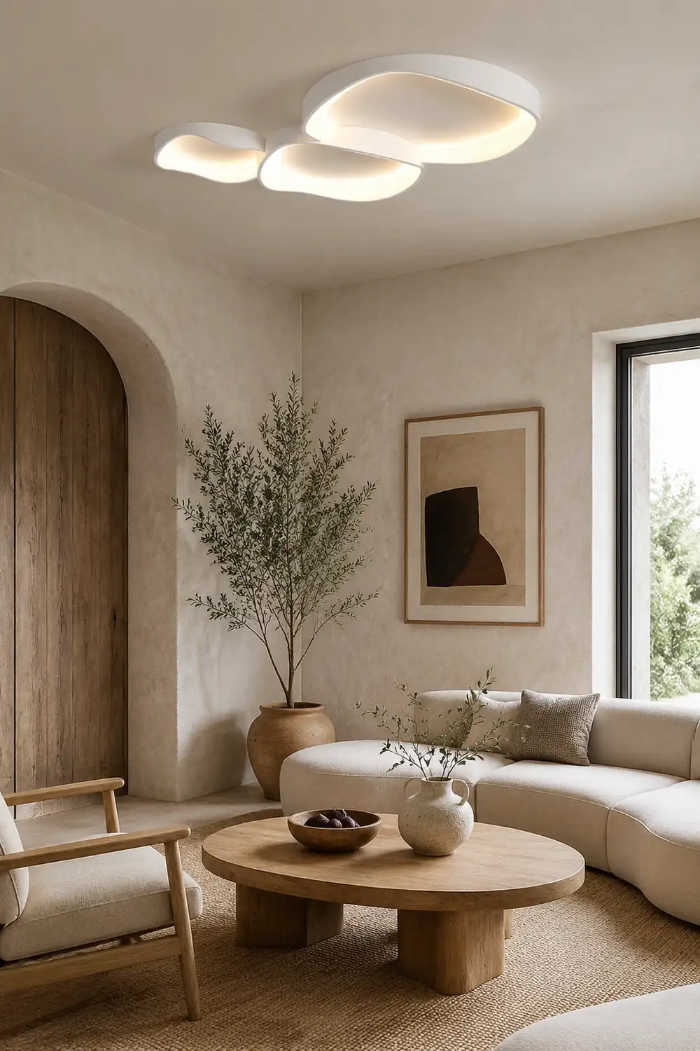 Arisha Modern Wave Flush Mount Ceiling Light White Living Room - Lumpaz