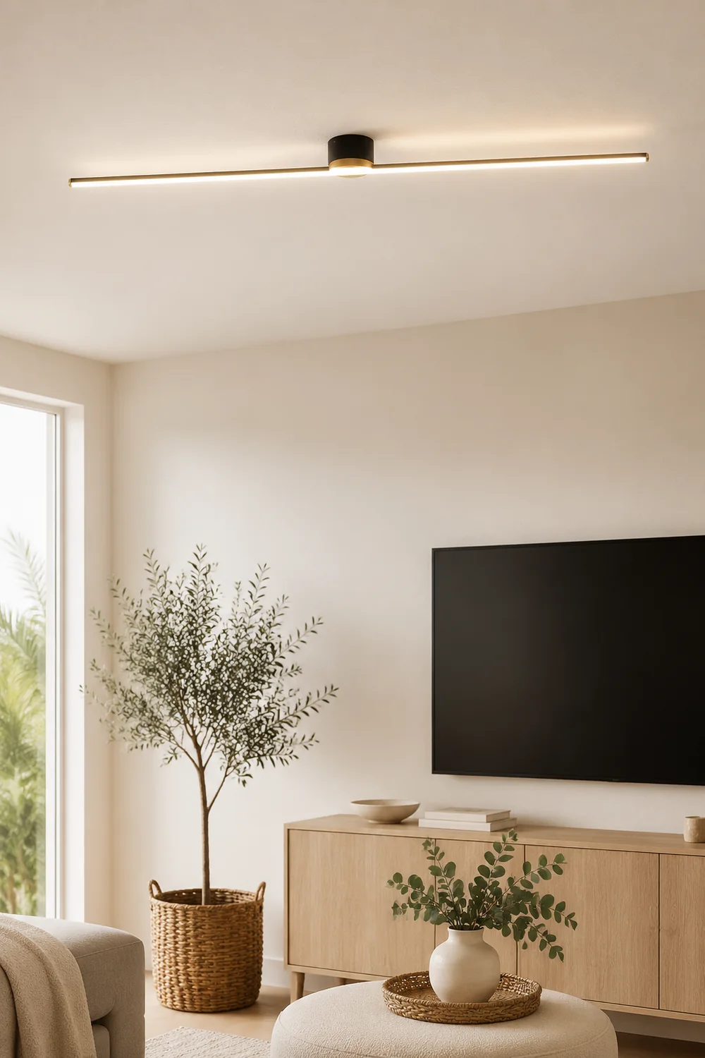 Edge Linear Flush Mount Ceiling Light Black/White - Lumpaz