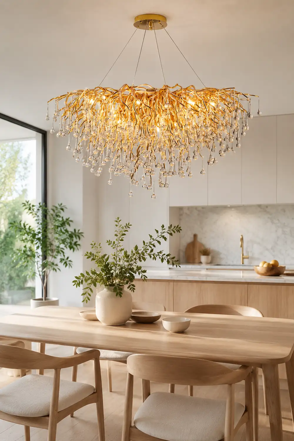 Colon Pendant Light Tassel Luxury, Metal/Crystal, Gold, Bedroom - Lumpaz