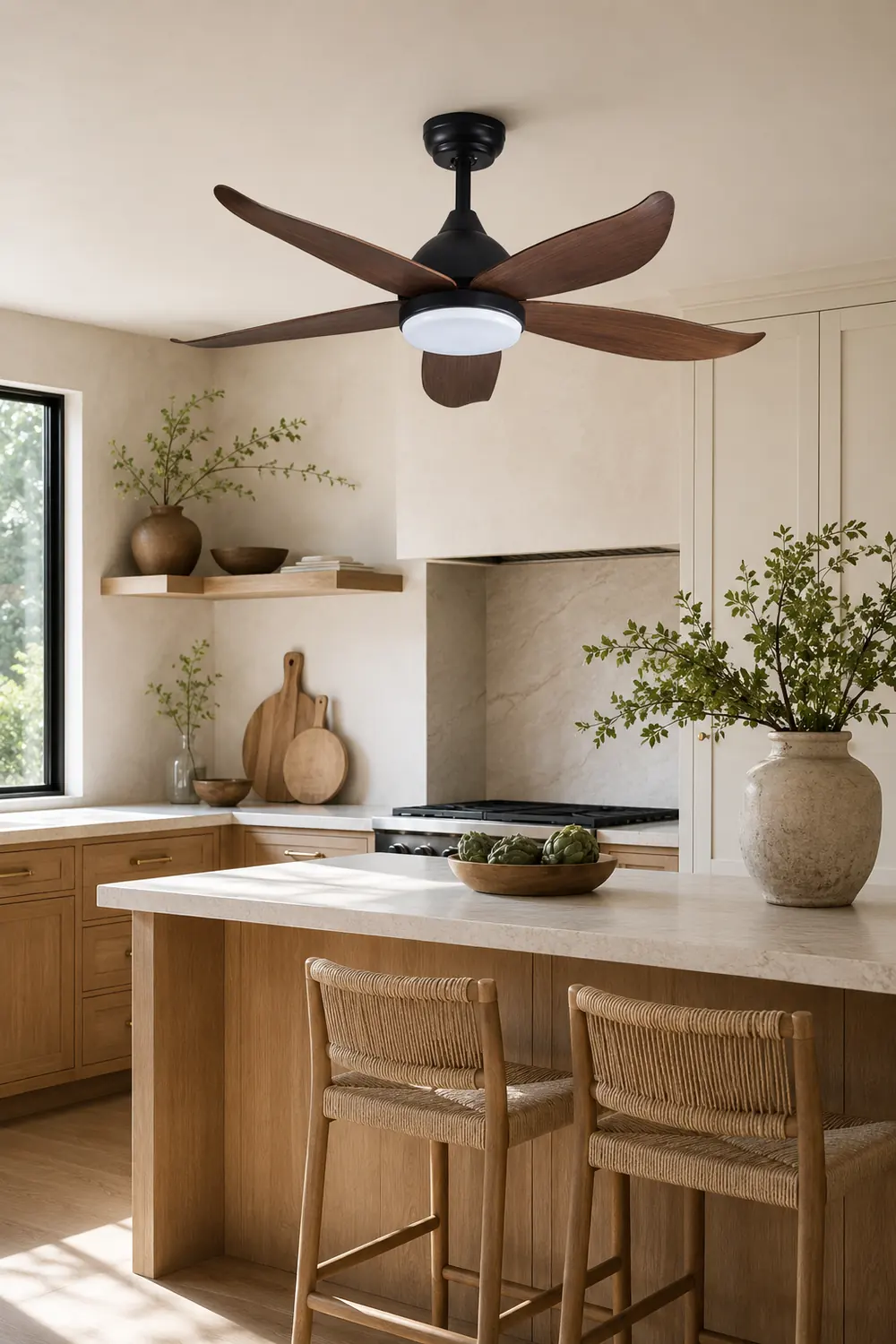 Haydn 5-Blade Modern Black DC Ceiling Fan with Light, 47'' - Lumpaz