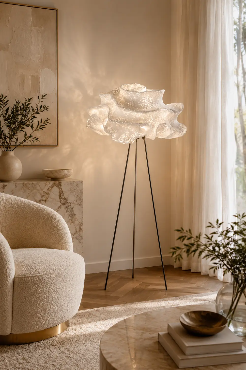 Renée Artistic Cloud Floor Lamp, White, Living Room/Bedroom - Lumpaz