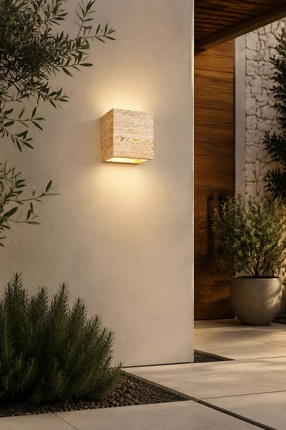 Wabi-Sabi Yellow Travertine LED Wall Sconce - Square/Rectangle - Lumpaz