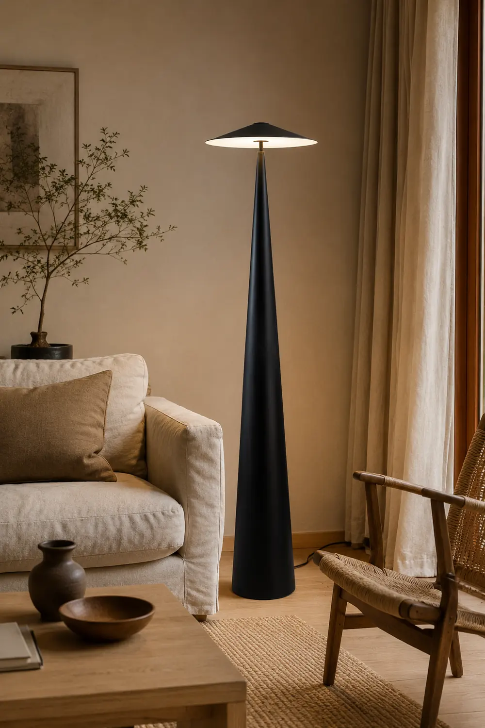 Salgado Modern Saucer Shaped Metal Floor Lamp, Black - Lumpaz