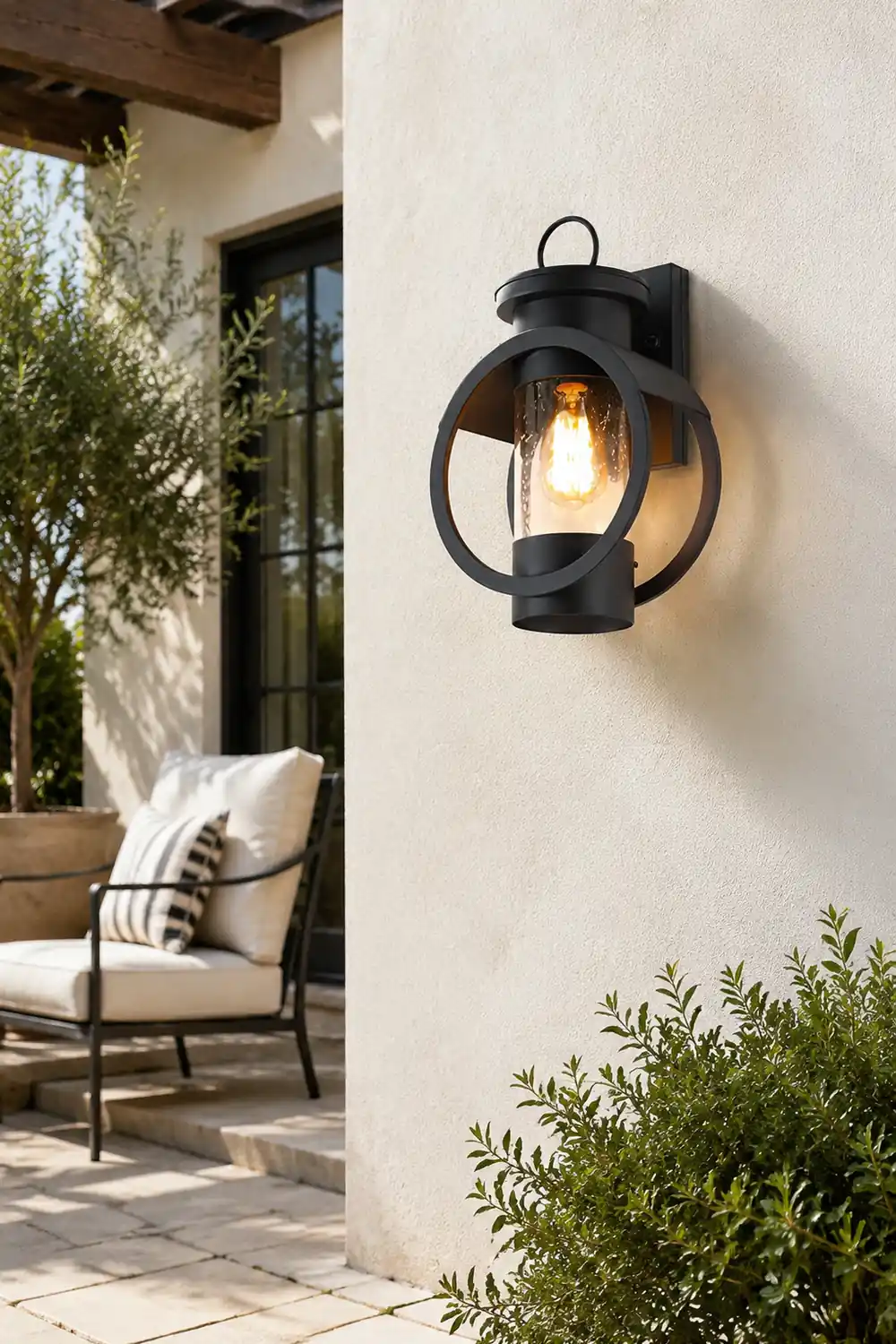 Raindrops Glass 6W LED Edison Lightbulb Black Outdoor Wall Lights - Lumpaz