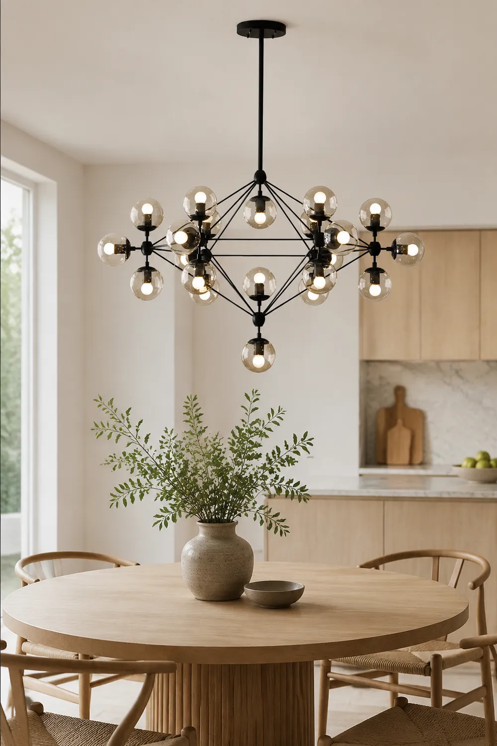 Valentina Pendant Light Bubble Modern, Glass/Metal, Black, Bedroom - Lumpaz
