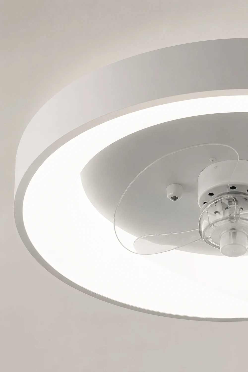 Quinn White Ceiling Fan with Light, Study/Bedroom - Lumpaz