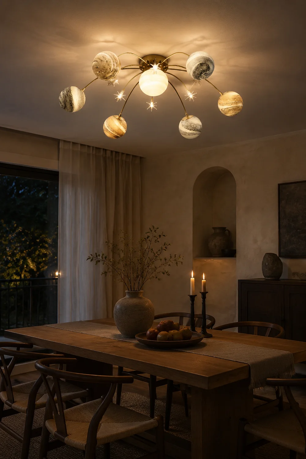 Elif Modern Planet Flush Mount Ceiling Light, Living Room - Lumpaz