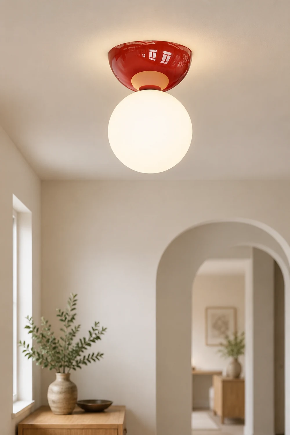 Valentina Vintage Cream Style Ceiling Light Red Chrome Green Bedroom - Lumpaz