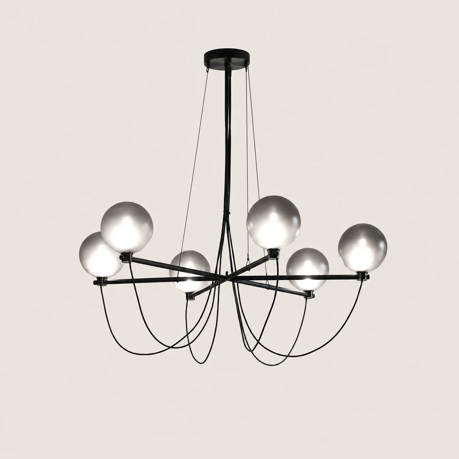 Valentina Nordic Modern Glass Ball Chandelier, Smoke Gray/Blue - Lumpaz