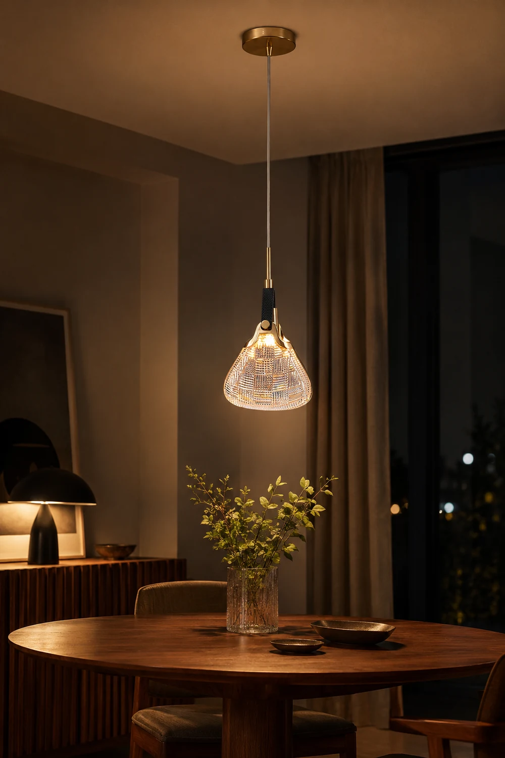 Hailie Postmodern Elegant Gold/Black Bedroom Pendant Light - Lumpaz