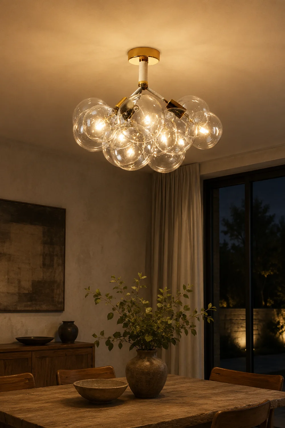 Valentina Modern Multi Globe Acrylic Ceiling Light, Gold/Chrome - Lumpaz