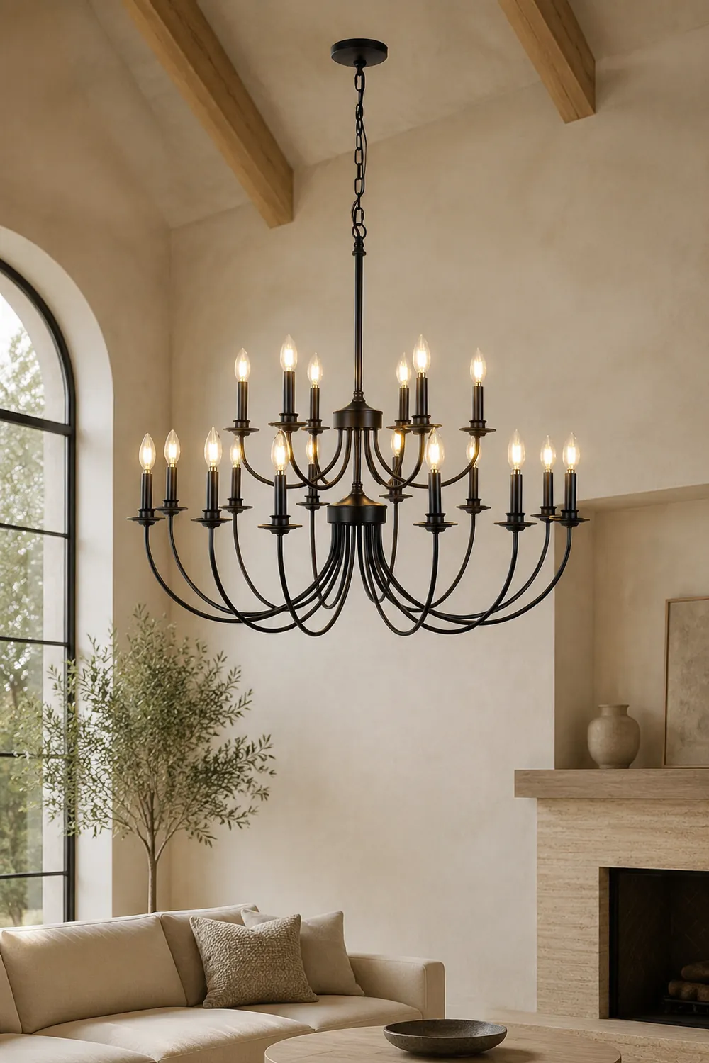 Silva LED Chandelier Black Metal Bedroom Living Room Ding Room - Lumpaz