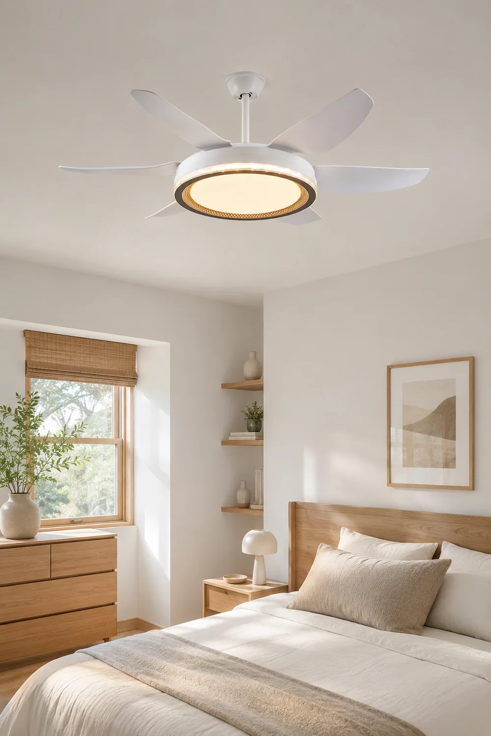 Haydn 6-Blade Modern Basic DC Ceiling Fan with Light, 51'' - Lumpaz