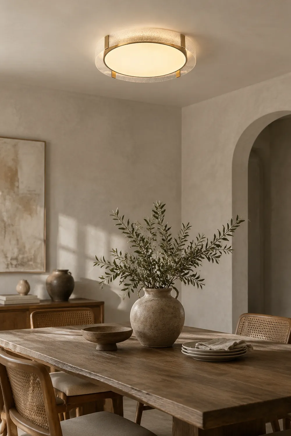 Quinn Modern Round Metal/Glass Flush Mount Ceiling Light, Gold - Lumpaz