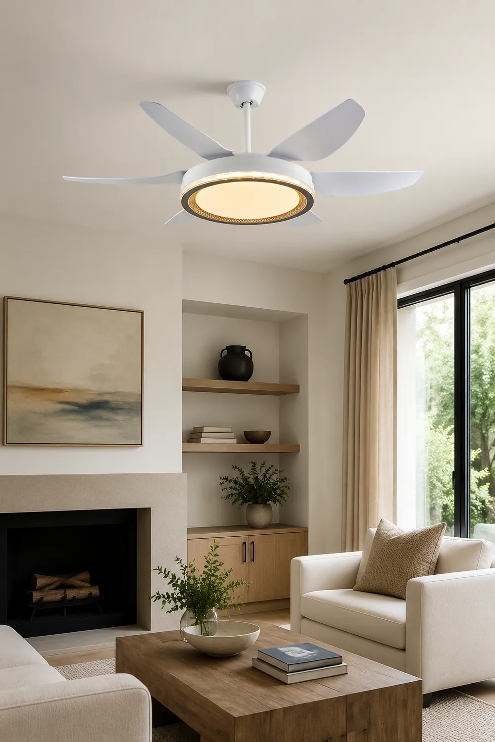 Haydn 6-Blade Modern Basic DC Ceiling Fan with Light, 51'' - Lumpaz