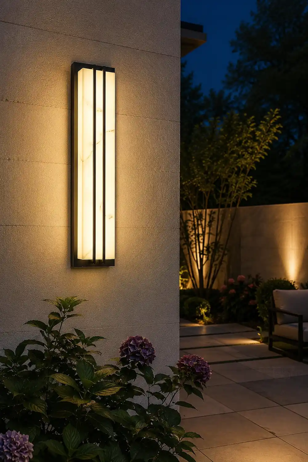 Minimalist Resin Waterproof LED Black Modern Outdoor Wall Light Fixture - Lumpaz