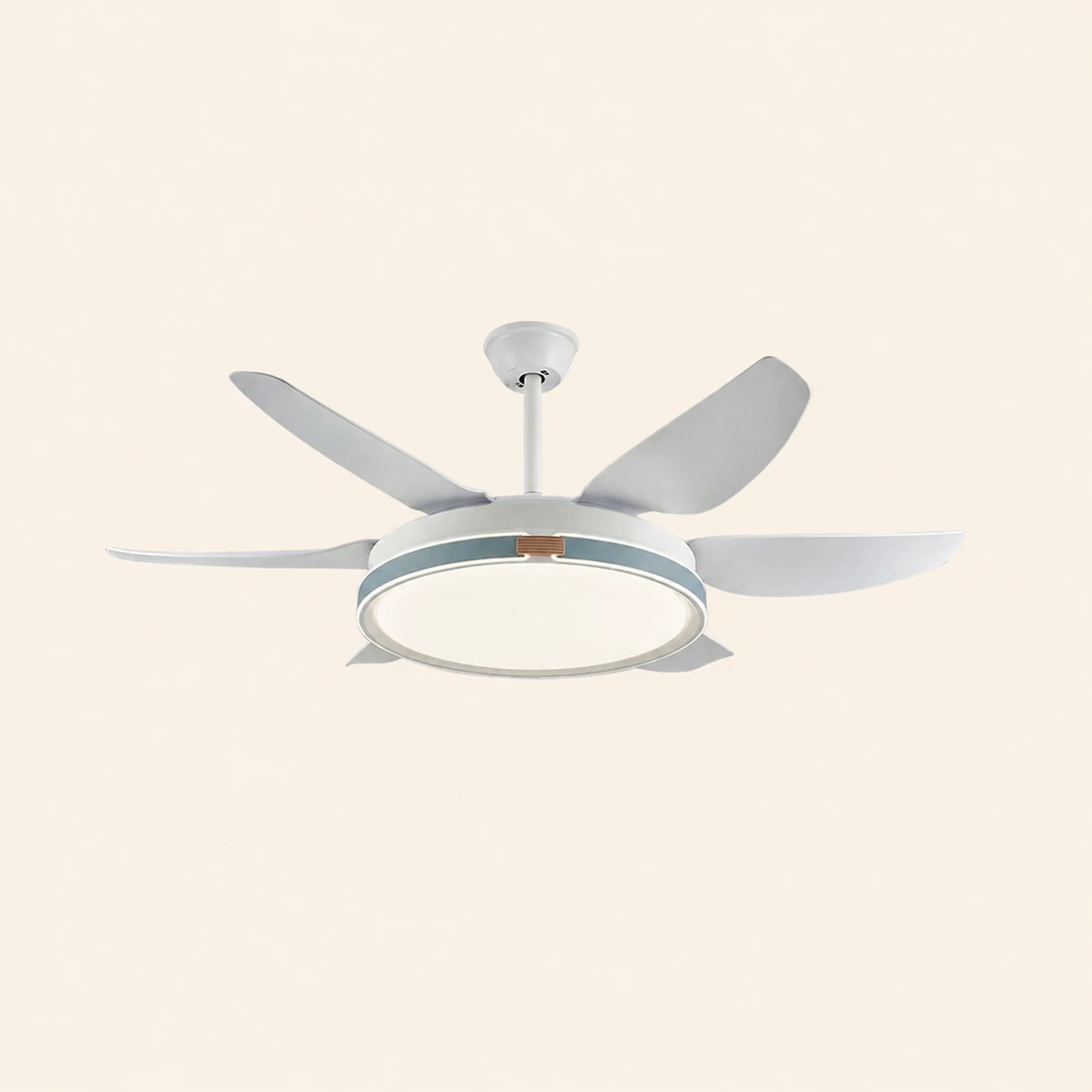 Haydn Modern 6-Blade DC Ceiling Fan with Light, White, 51'' - Lumpaz