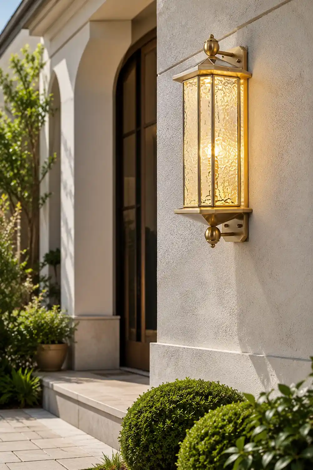 23.62-In. European Copper Dimmable Hardwired/Solar Outdoor Wall Lights - Lumpaz