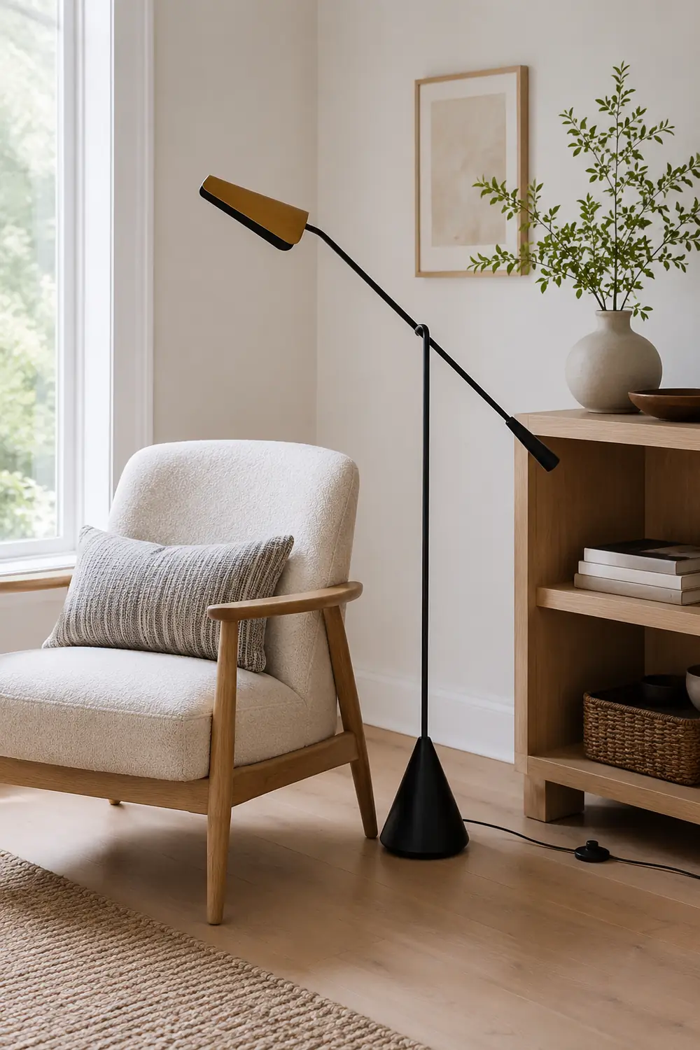 Salgado Minimalist Triangle Head LED Floor Lamp, Marble & Metal - Lumpaz