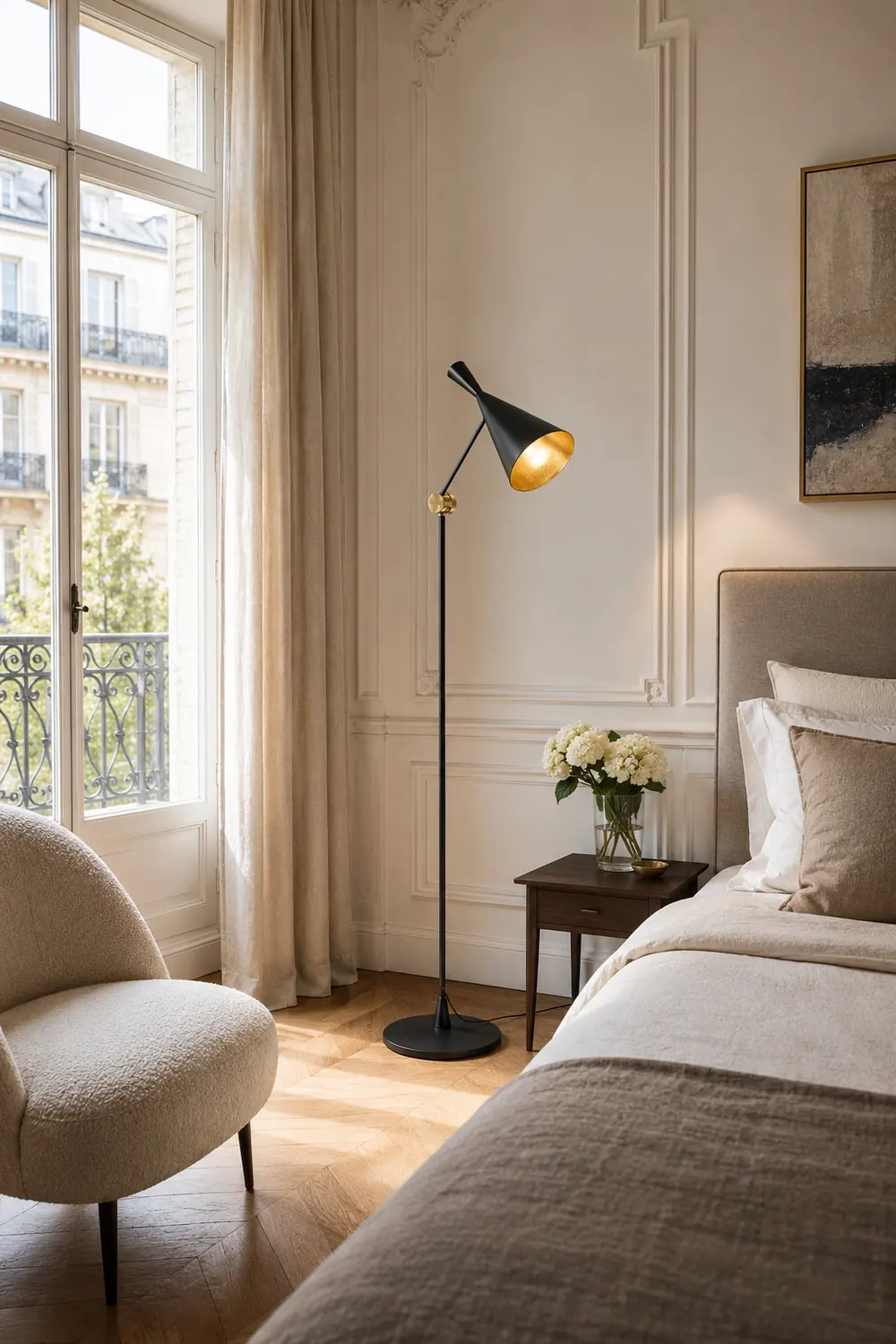Carins Modern Minimalist Metal Tall Standing Floor Lamp, Black/Gold - Lumpaz