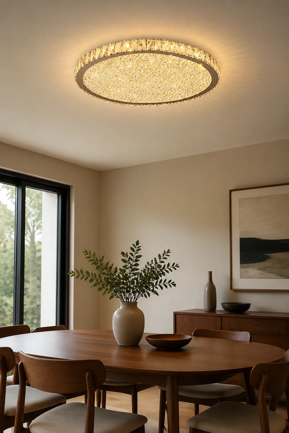 Kristy Round Flush Mount Ceiling Light Clear/Amber Living Room - Lumpaz