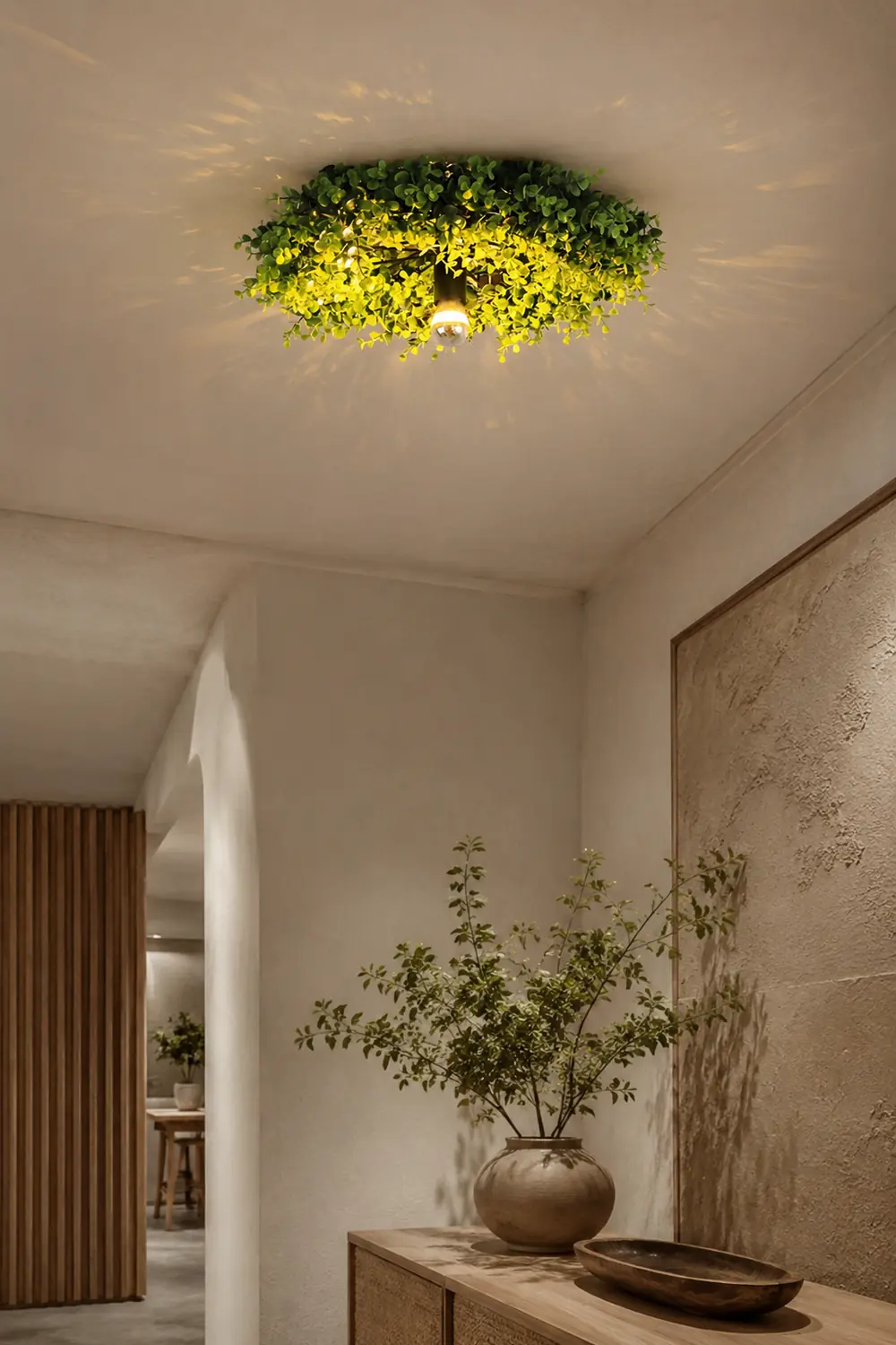 Nest Modern Plant Ceiling Light Green Metal/Glass Living Room - Lumpaz