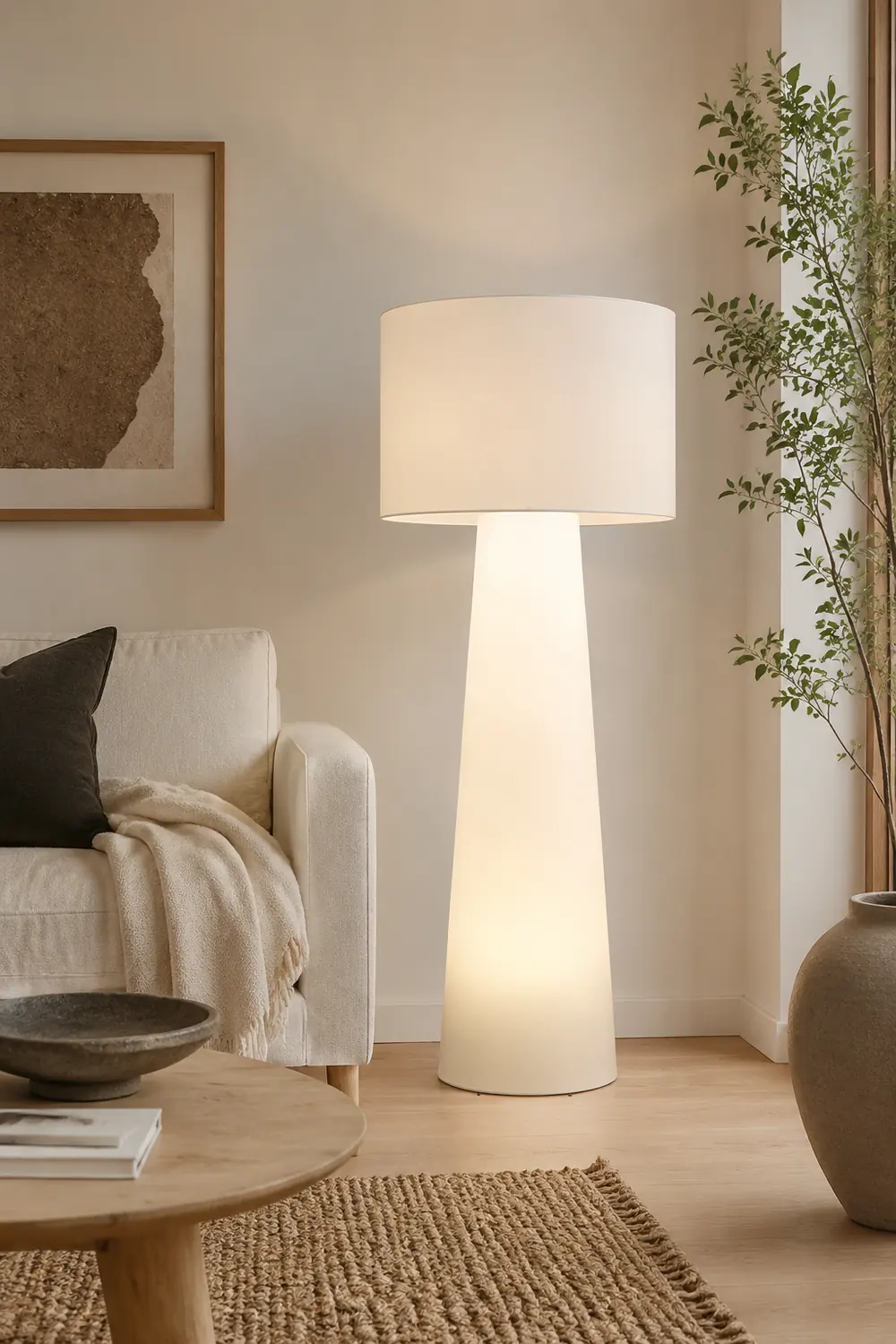Eryn Modern Cylinder Metal  Fabric Floor Lamp - Lumpaz