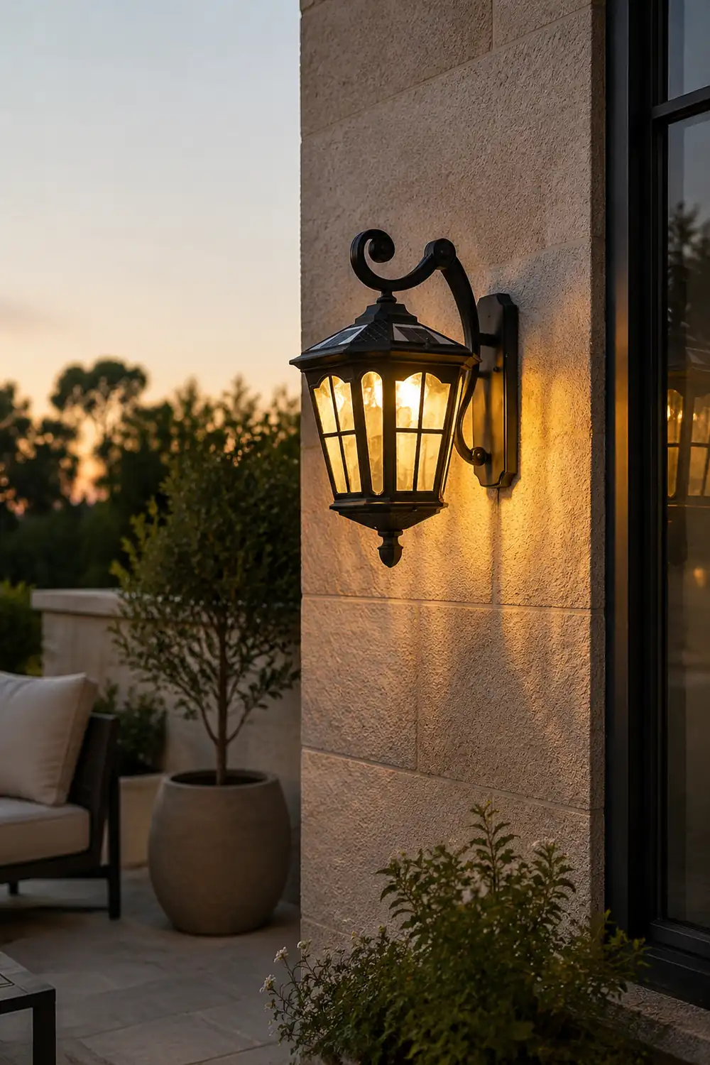 Retro Waterproof LED Aluminum Black Vintage Solar Outdoor Wall Light - Lumpaz