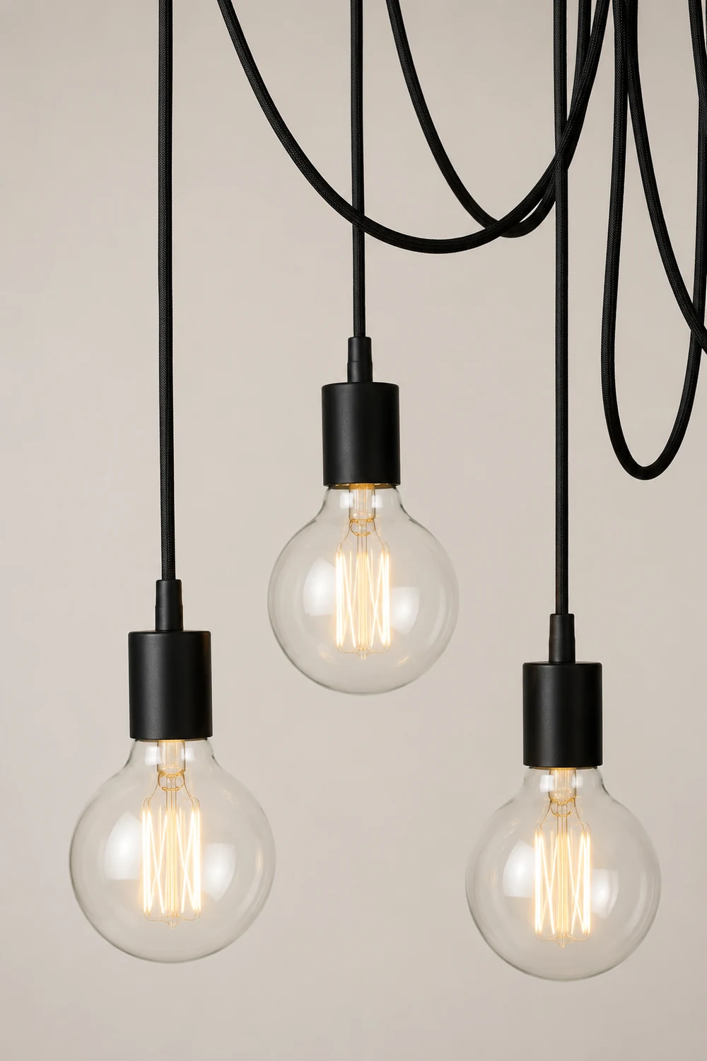 Alessio Retro Country LED Spider Chandelier, Black/White - Lumpaz