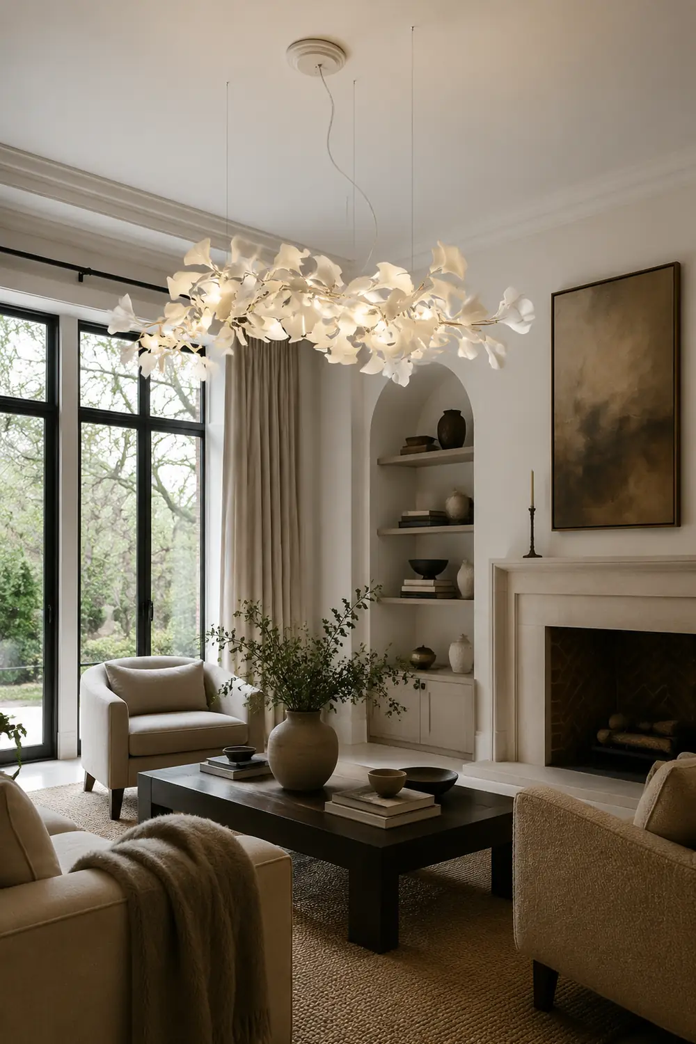 Ophelia CeraFall Modern Art Deco Organic Chandelier Metal Ceramics - Lumpaz
