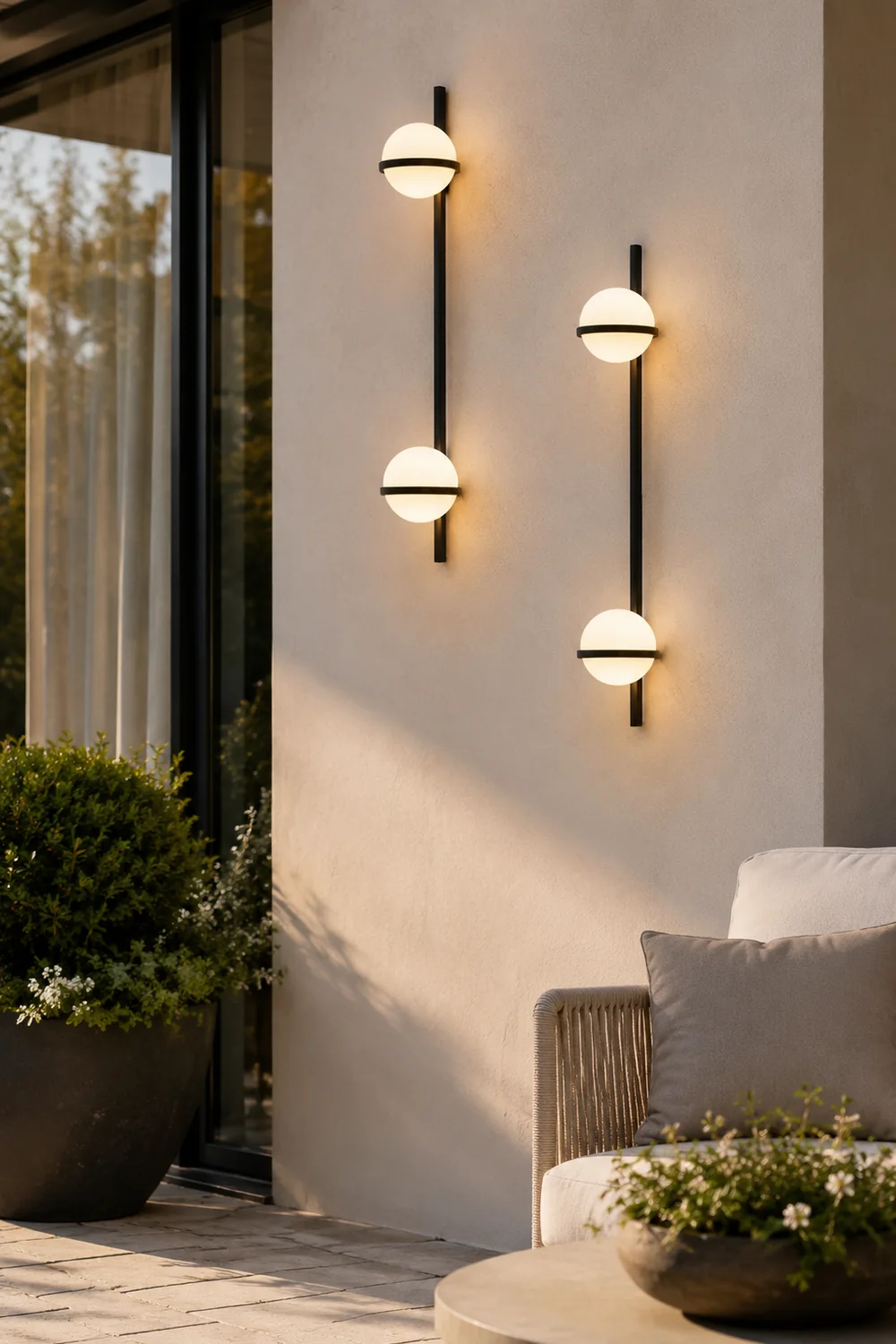Creative Flowerpot Ball Waterproof LED Black Modern Outdoor Wall Light - Lumpaz