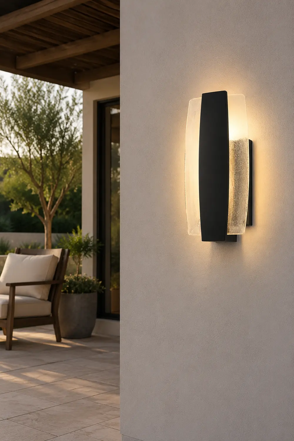 Waterproof LED Handmade Bubbles Glass Black Modern Outdoor Wall Light - Lumpaz