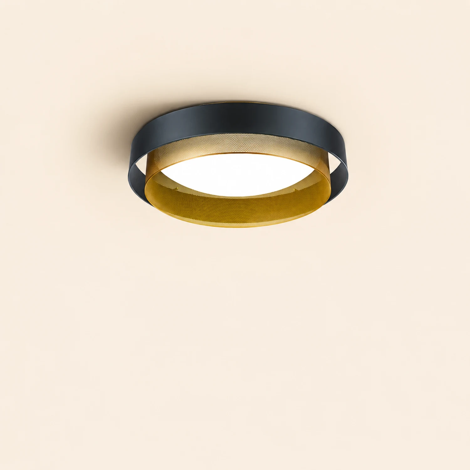Quinn Modern Ring Metal/Acrylic Flush Mount Ceiling Light, White/Black - Lumpaz
