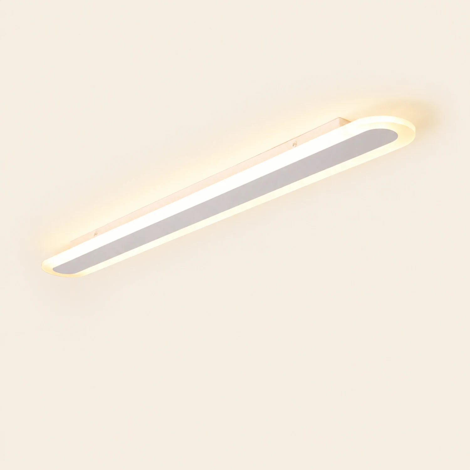 Edge Minimalist Oval Linear Metal/Acrylic Flush Mount Ceiling Light, White/Coffee - Lumpaz