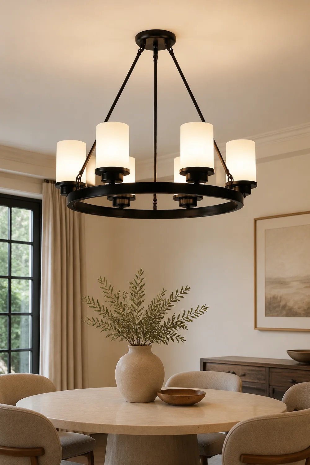 Alessio Retro Black Metal/Glass Chandelier for Living Room - Lumpaz