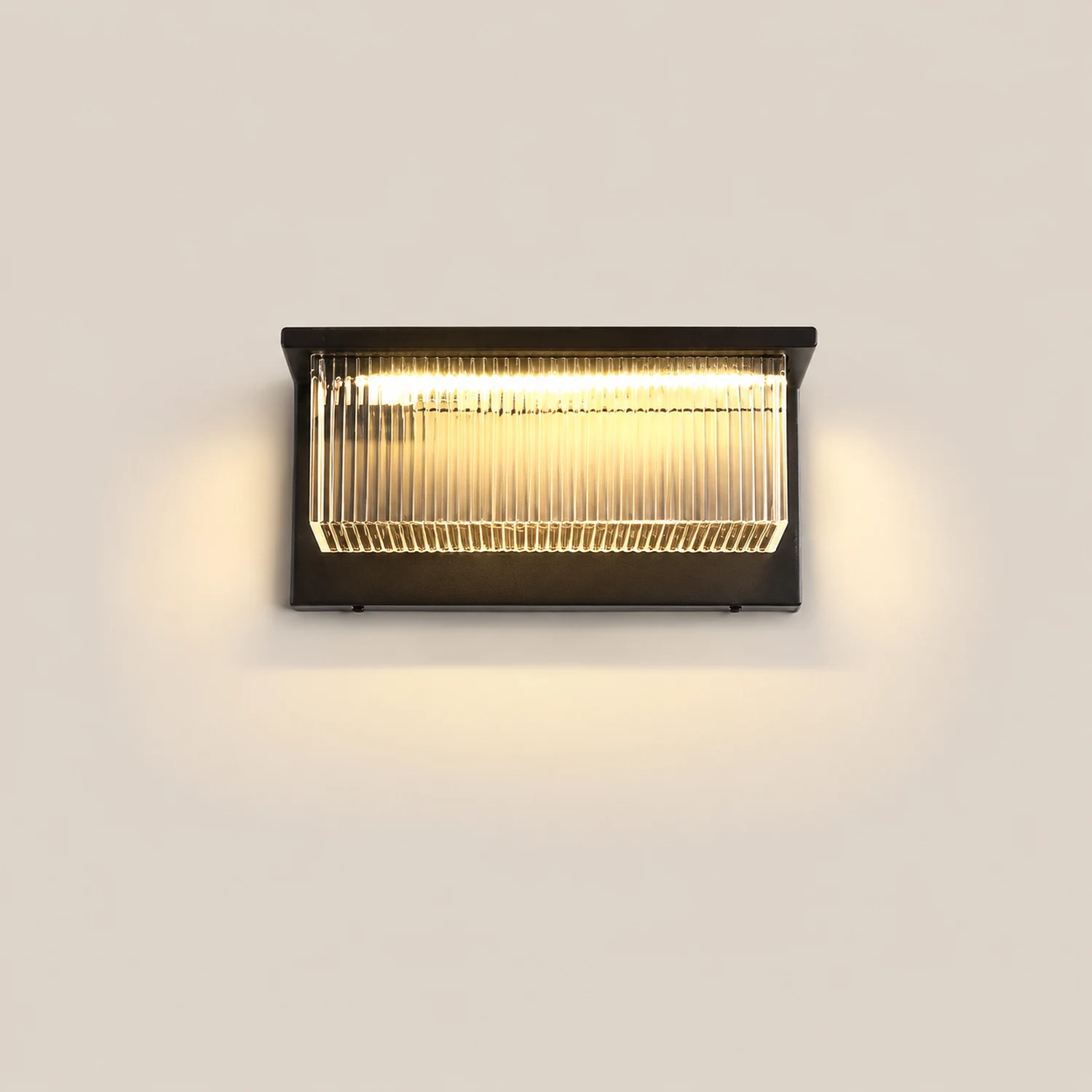 Rectangular Striped Acrylic Shade Waterproof Black Modern Solar Wall Lights - Lumpaz