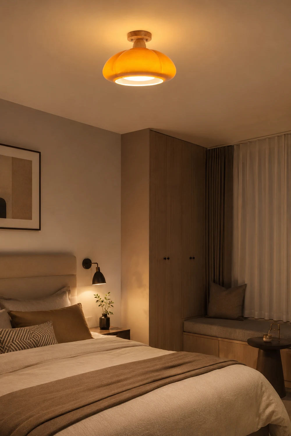 Hailie Modern LED Pumpkin Creativity Ceiling Light Glass Wood Aisle/Hallway/Bedroom/Living Room - Lumpaz