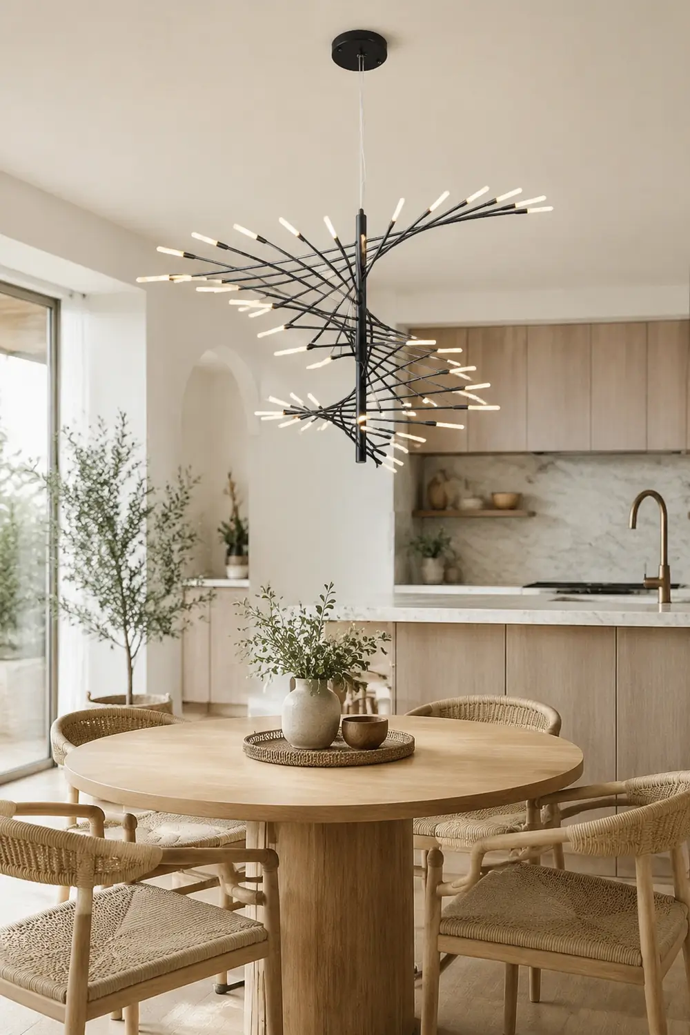Lowry Modern Chandelier Black/Gold Metal/Acrylic Living Room - Lumpaz