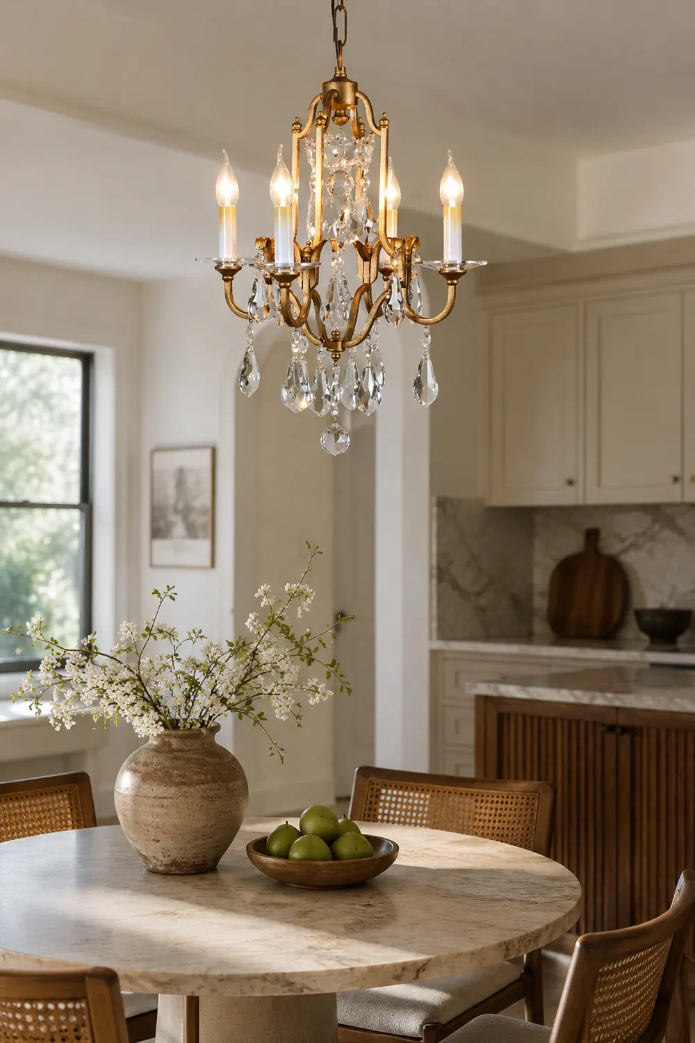 Silva Vintage Luxury Candle Crystal/Metal Chandelier, Gold - Lumpaz