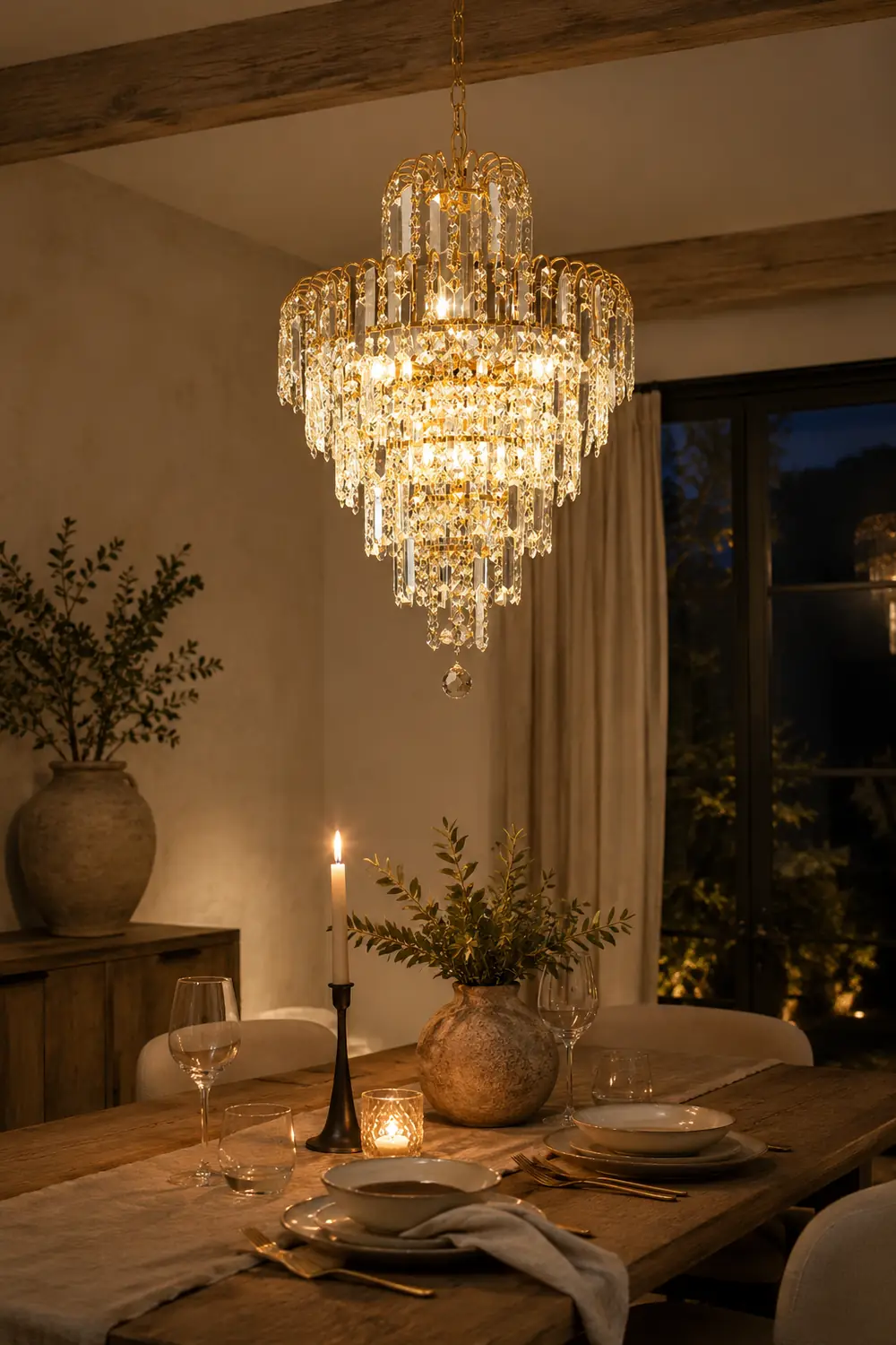 Marilyn Luxury 5 Layers Tassel Crystal Chandelier Gold - Lumpaz