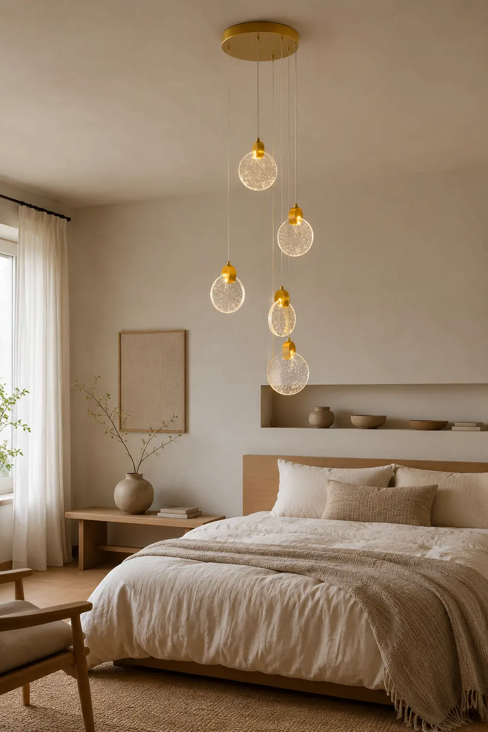 Kristy Minimalist Round  Metal/Crystal Chandelier, Gold - Lumpaz