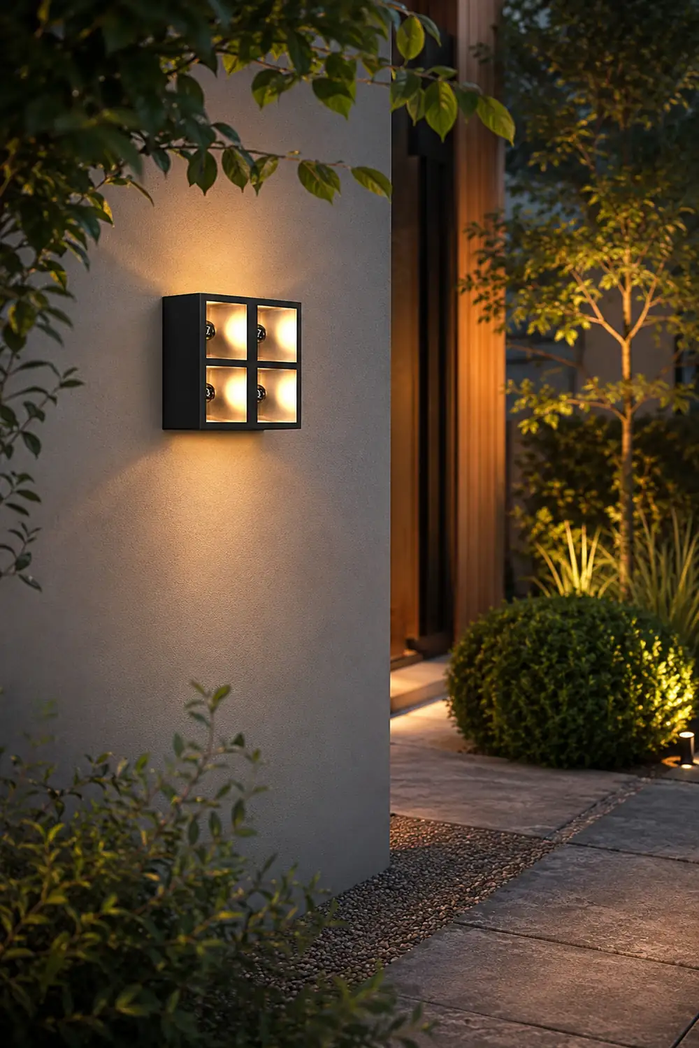 Waterproof Creative Square Combination LED Black Wall Lamp with Flowerpot - Lumpaz