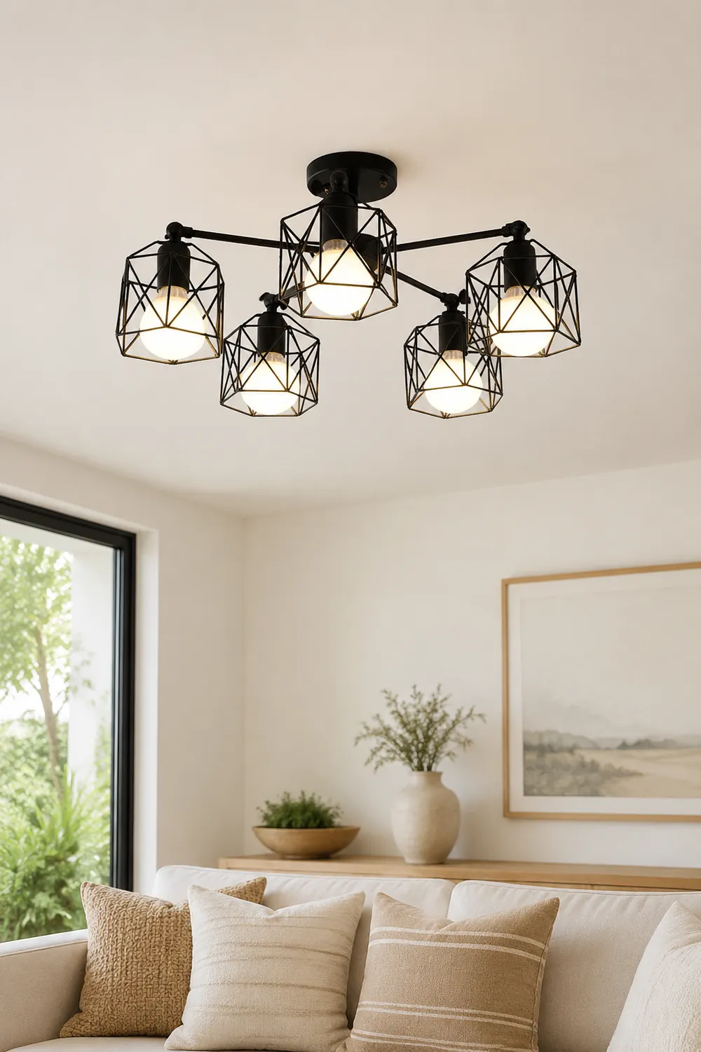 Herbert Black Semi-Flush Mount Ceiling Light - Lumpaz