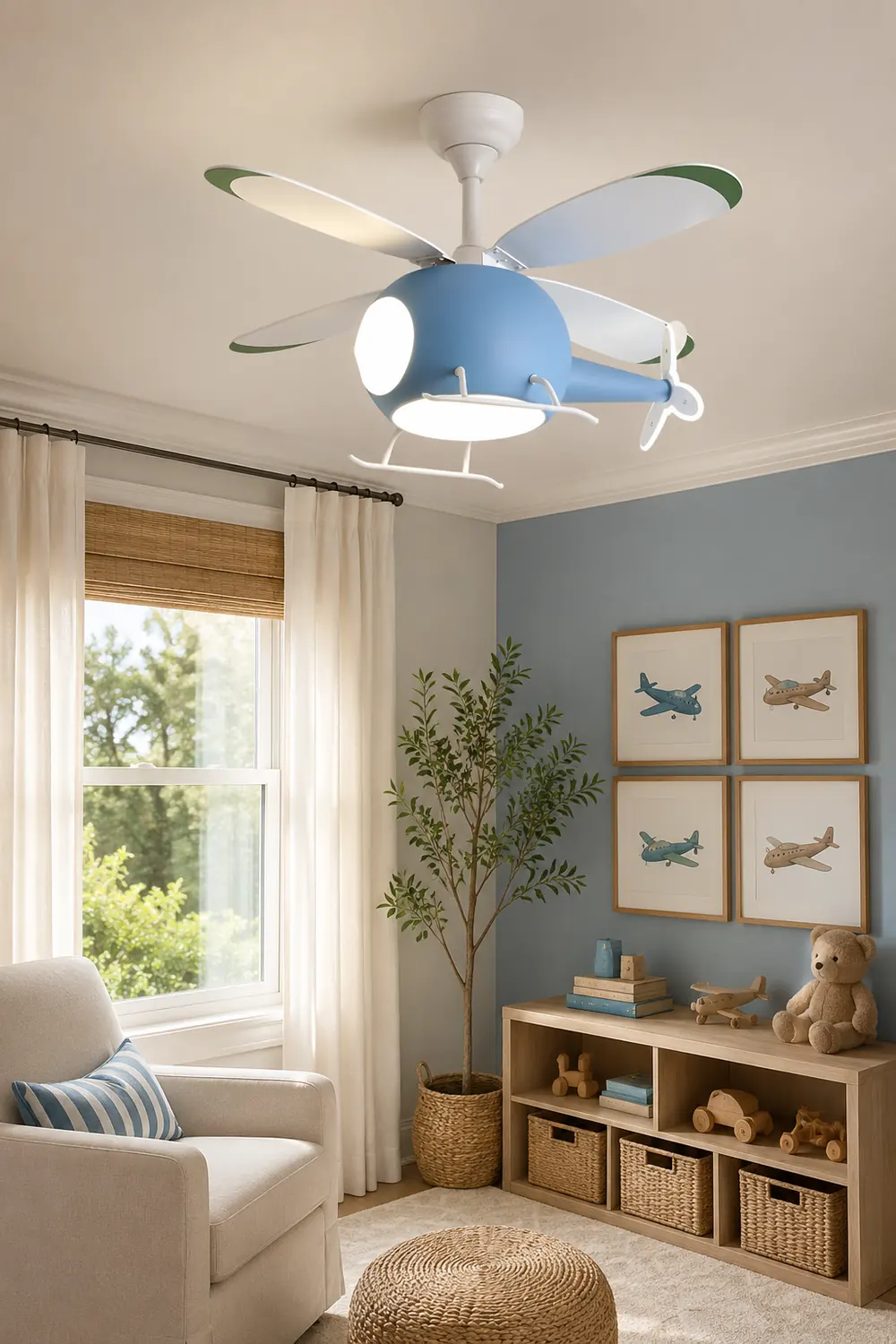 Minori 4-Blade Blue Jet DC Ceiling Fan with Light, Summer, 31.5'' - Lumpaz