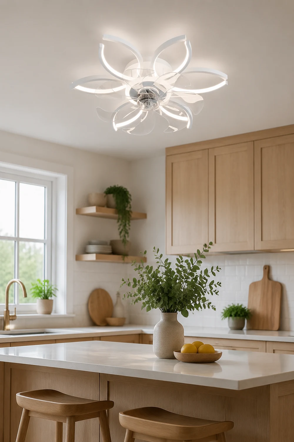 Lacey Ceiling Fan with Light, 4 Style, L 21" Living Room - Lumpaz