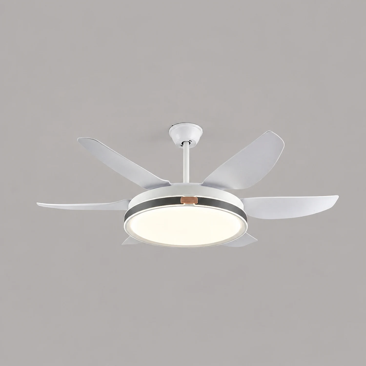 Haydn Modern 6-Blade DC Ceiling Fan with Light, White, 51'' - Lumpaz