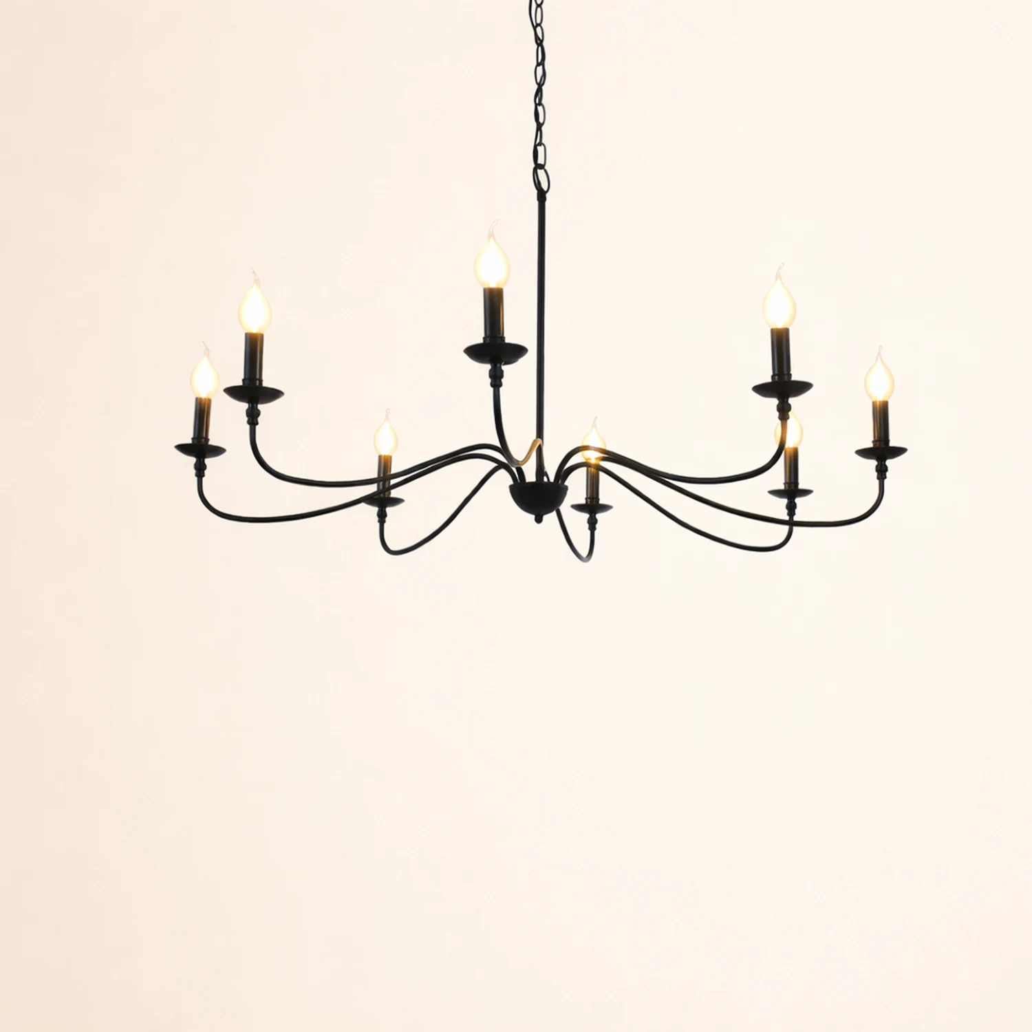 Silva Retro Vintage Candle Metal Chandelier, Black/Gold - Lumpaz