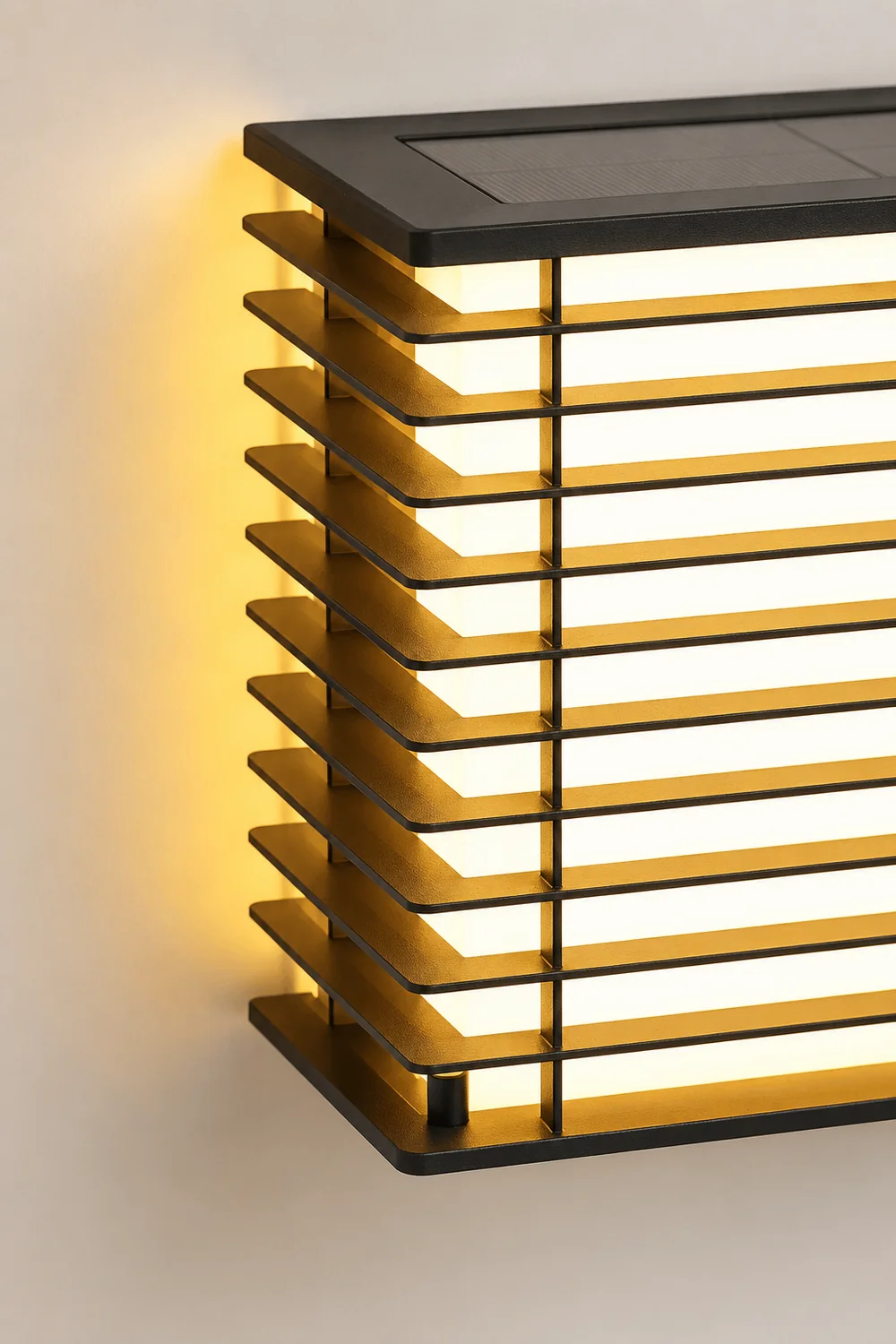 Waterproof Square Grids Stainless Steel Black Modern Solar Wall Lights - Lumpaz