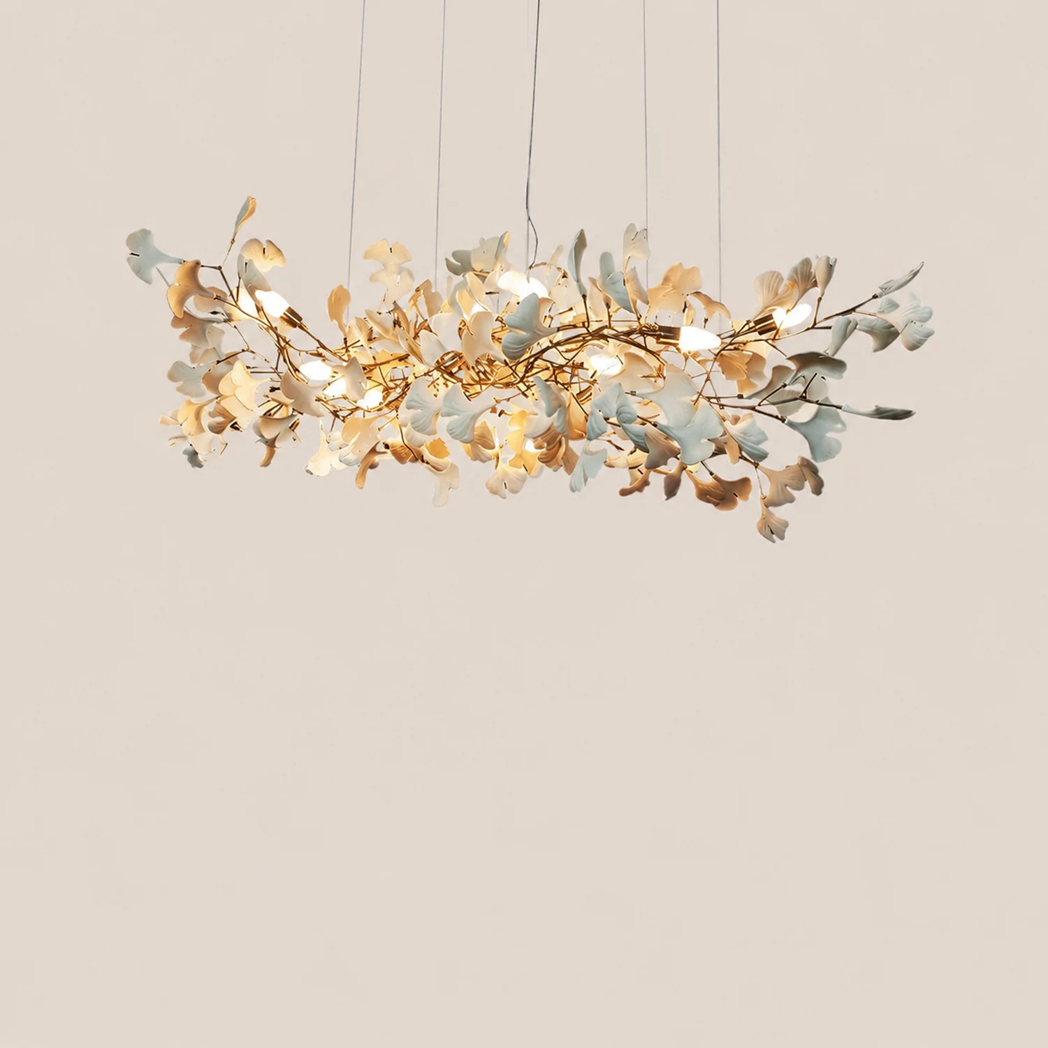 Ophelia Gildglow Luxury Ceramic Chandelier Large Foyer Gingko Leaf Living Room - Lumpaz