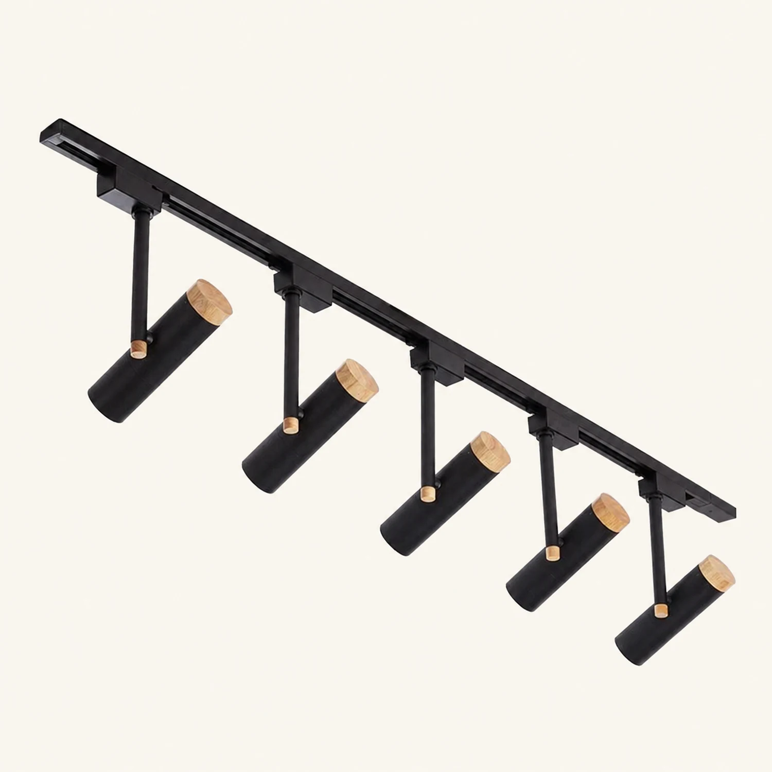 Freja Nordic Minimalist Flush Mount Spotlight with Wood Cap, Black/White/Gray - Lumpaz